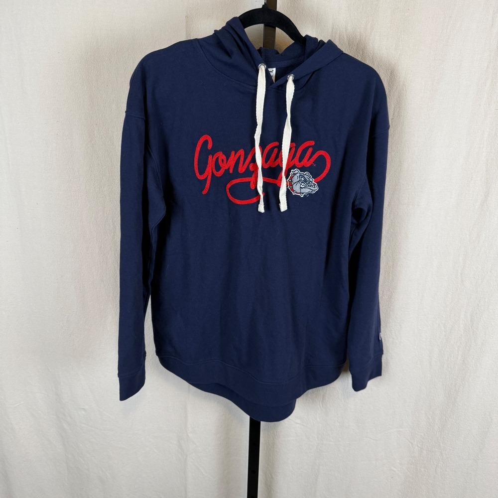 Champion Gonzaga Bulldogs Hoodie Navy Blue Red Script Logo Mens Small Pullover